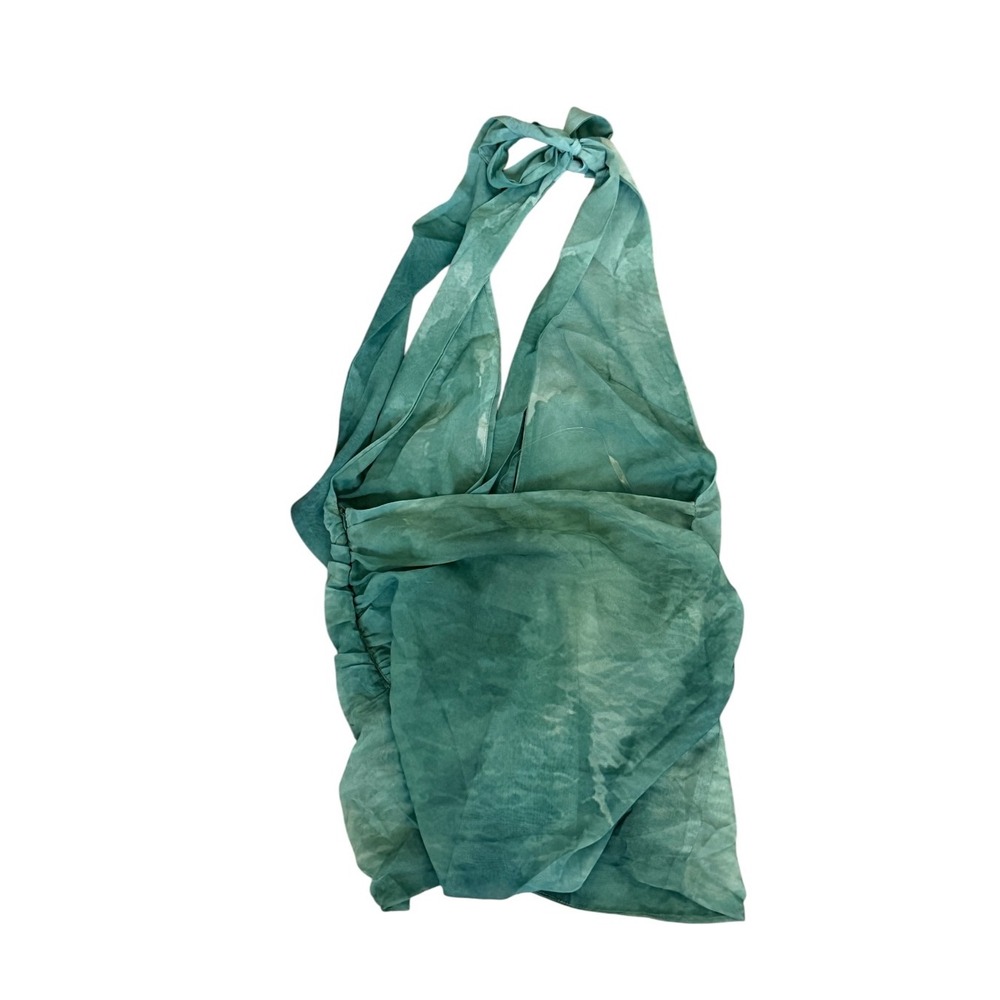 Peppermayo Eleanora Plunge Scarf Mini Dress Green Tie Dye US 6 Halter Backless - Picture 5 of 9